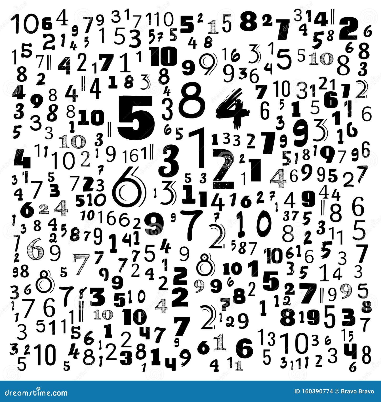 1 To 10 Number Word Cloud,for Aground, Black and White Word Cloud Text
