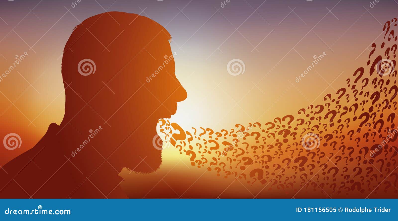 To Symbolize Questioning, a Man Lets Out Question Marks from His Mouth