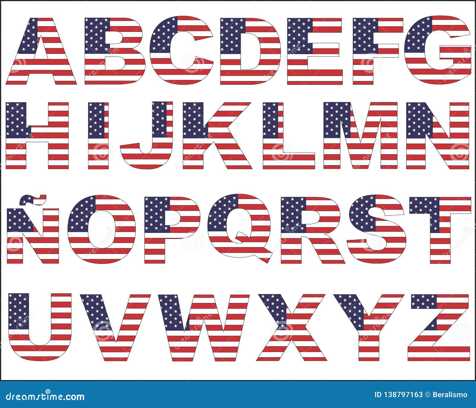 A To Z American Flag Alphabet Stock Vector Illustration Of Logos English
