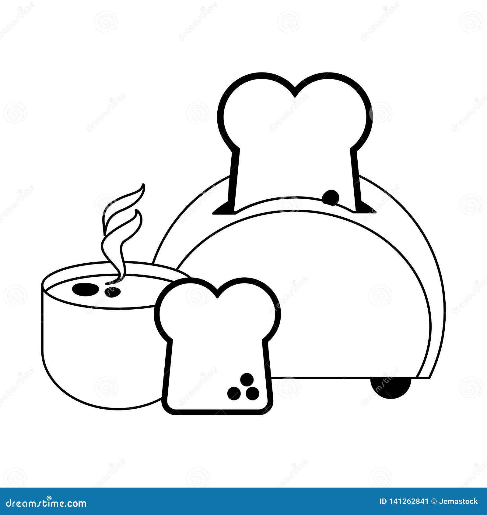 Toast Bread And Coffee Breakfast In Black And White Stock Vector Illustration Of Gourmet Nobodycalorie 141262841