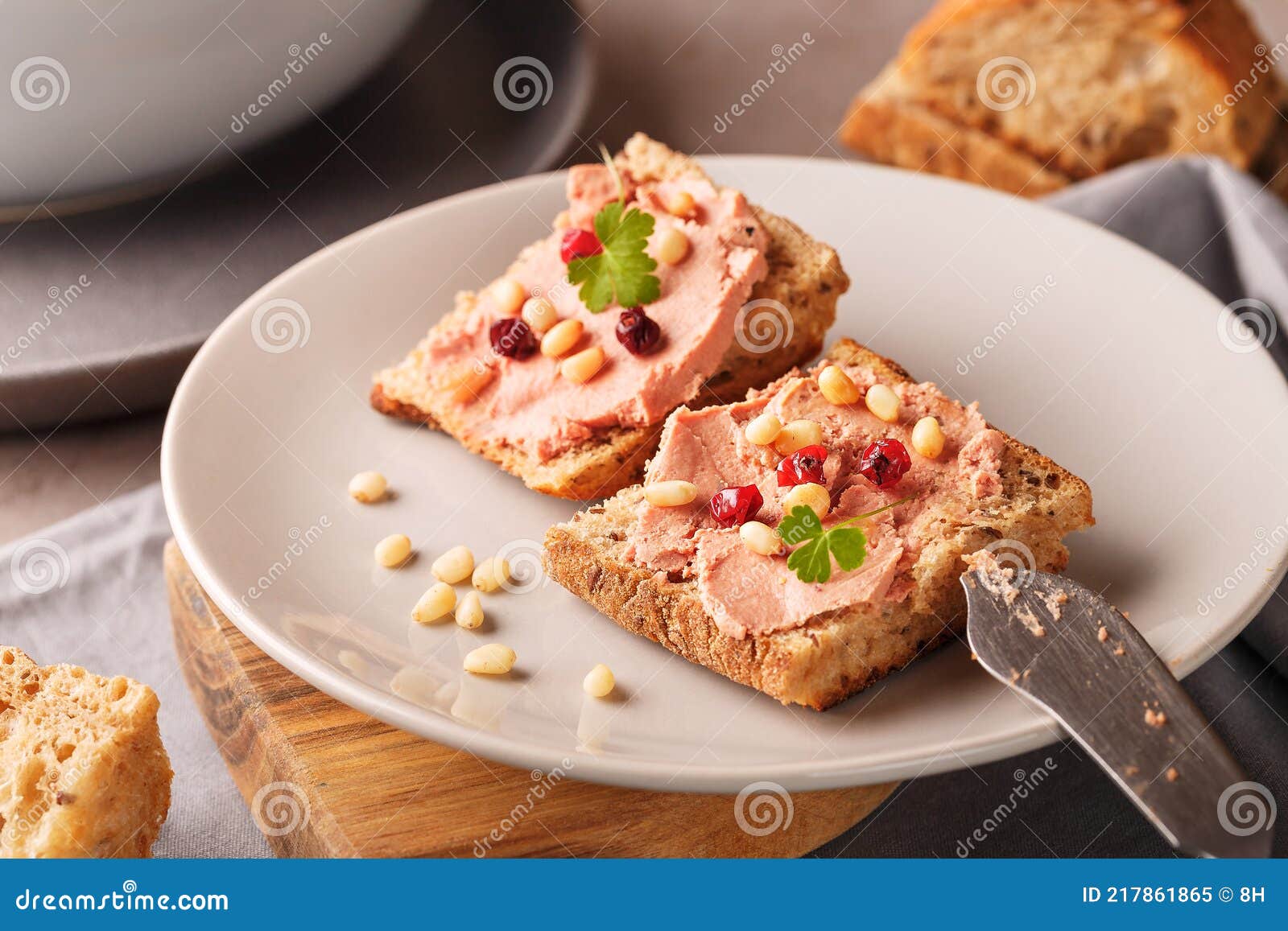 Toast with Pate or Mousse on Table Stock Image Image of knife