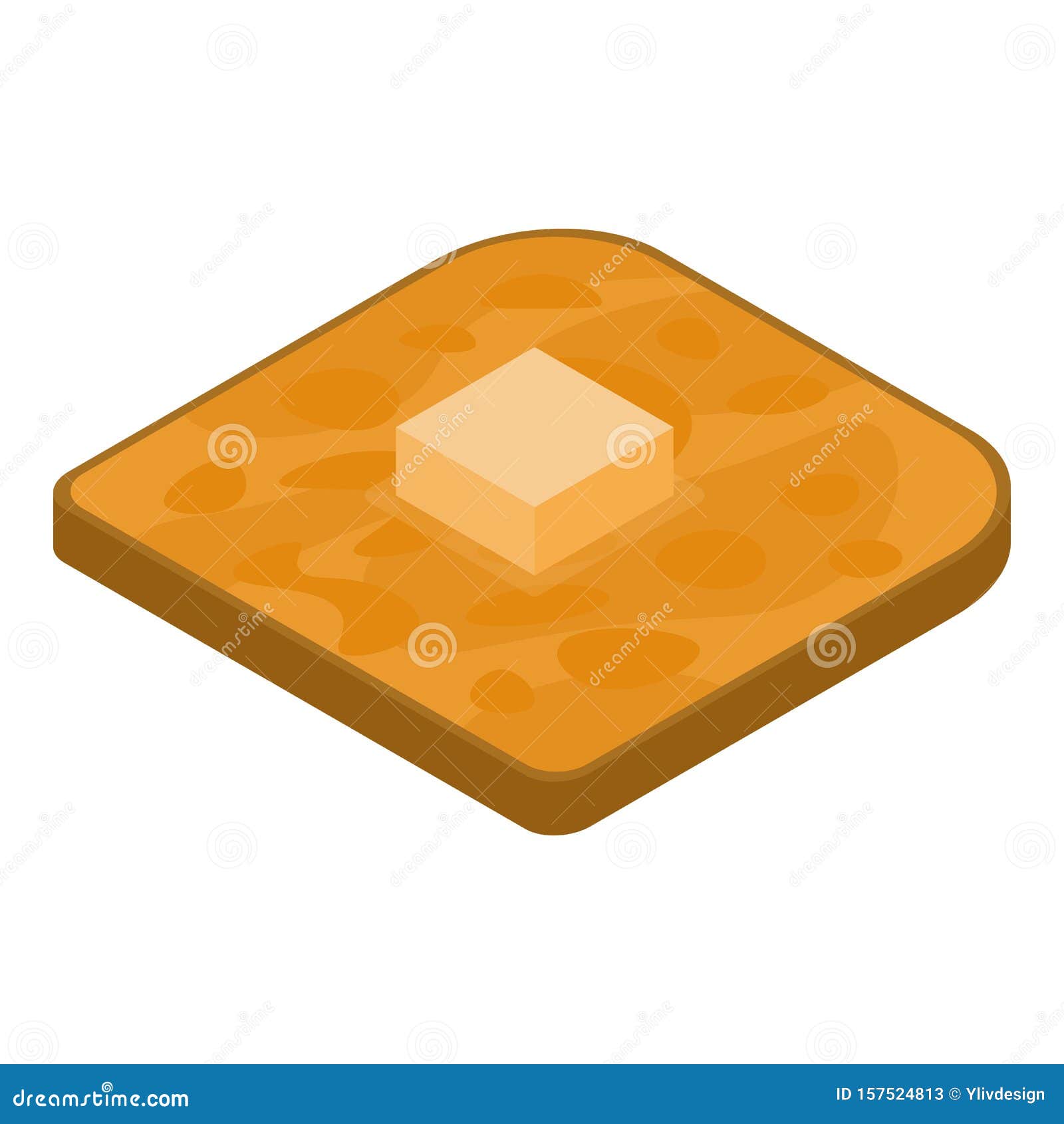 toast butter icon, isometric style