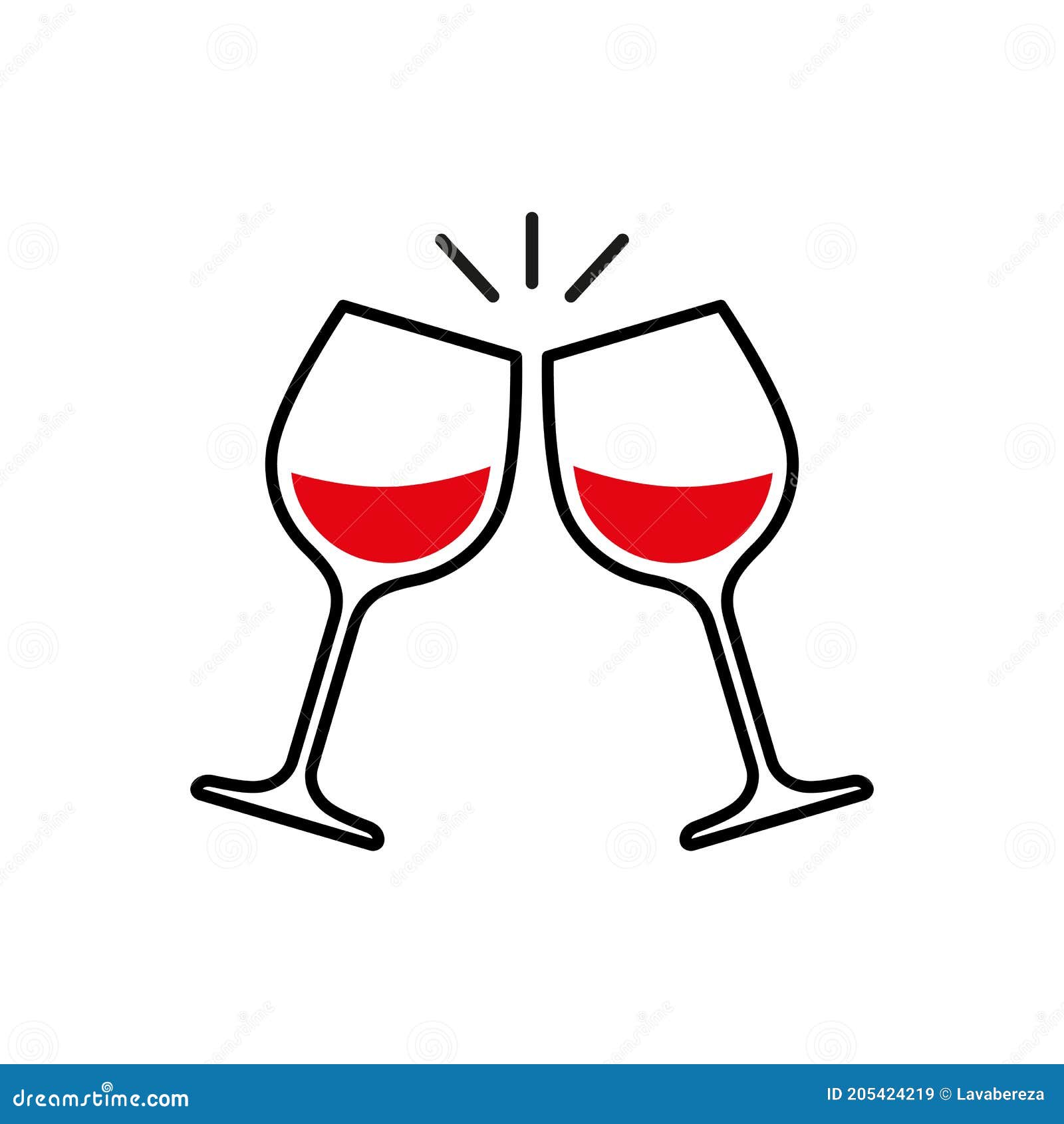 Toast Clink Two Glasses with Red Wine. Vector Stock Vector