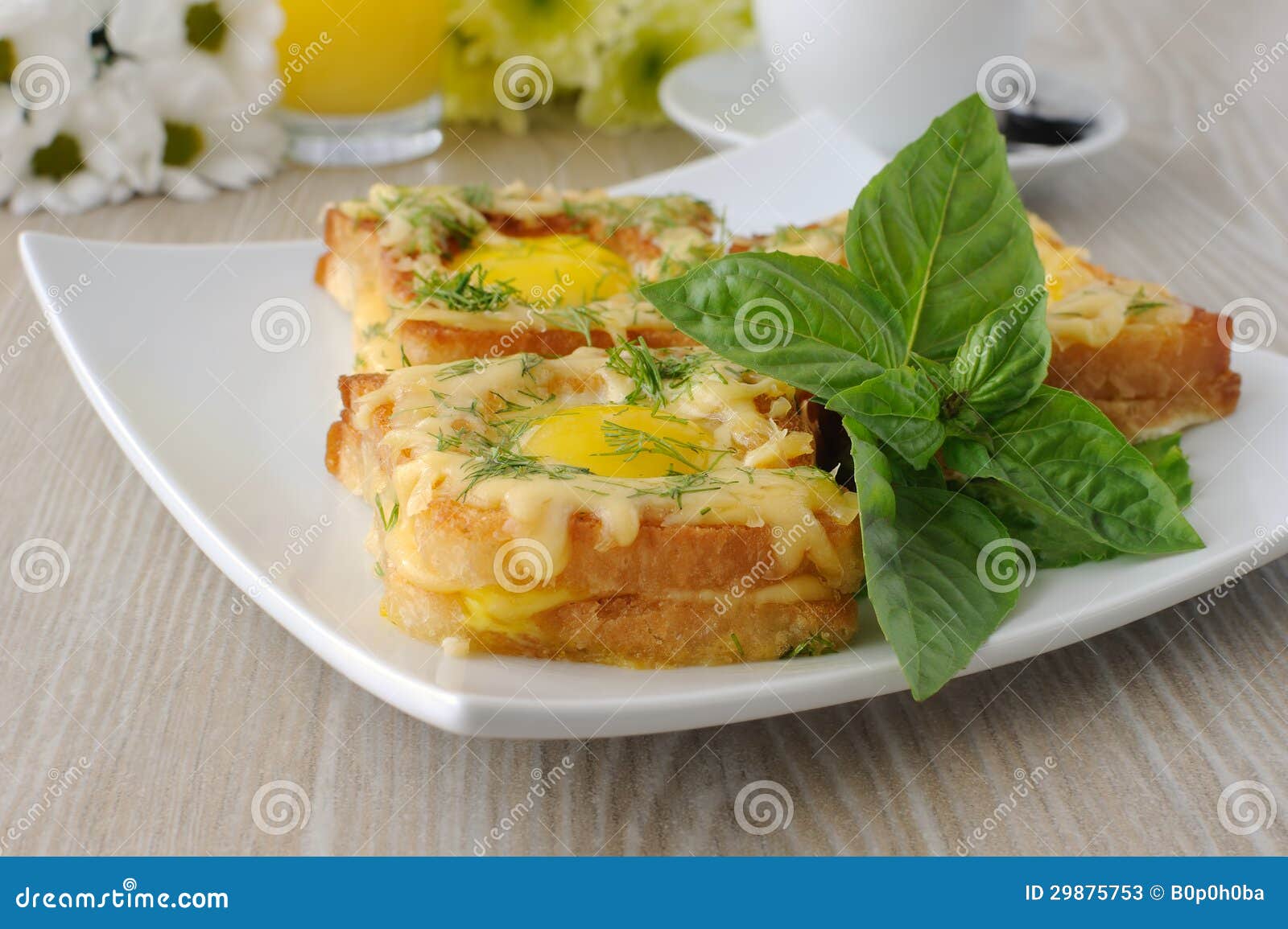 Toast with Egg and Cheese with Dill Stock Image Image of dinner, cooking 29875753