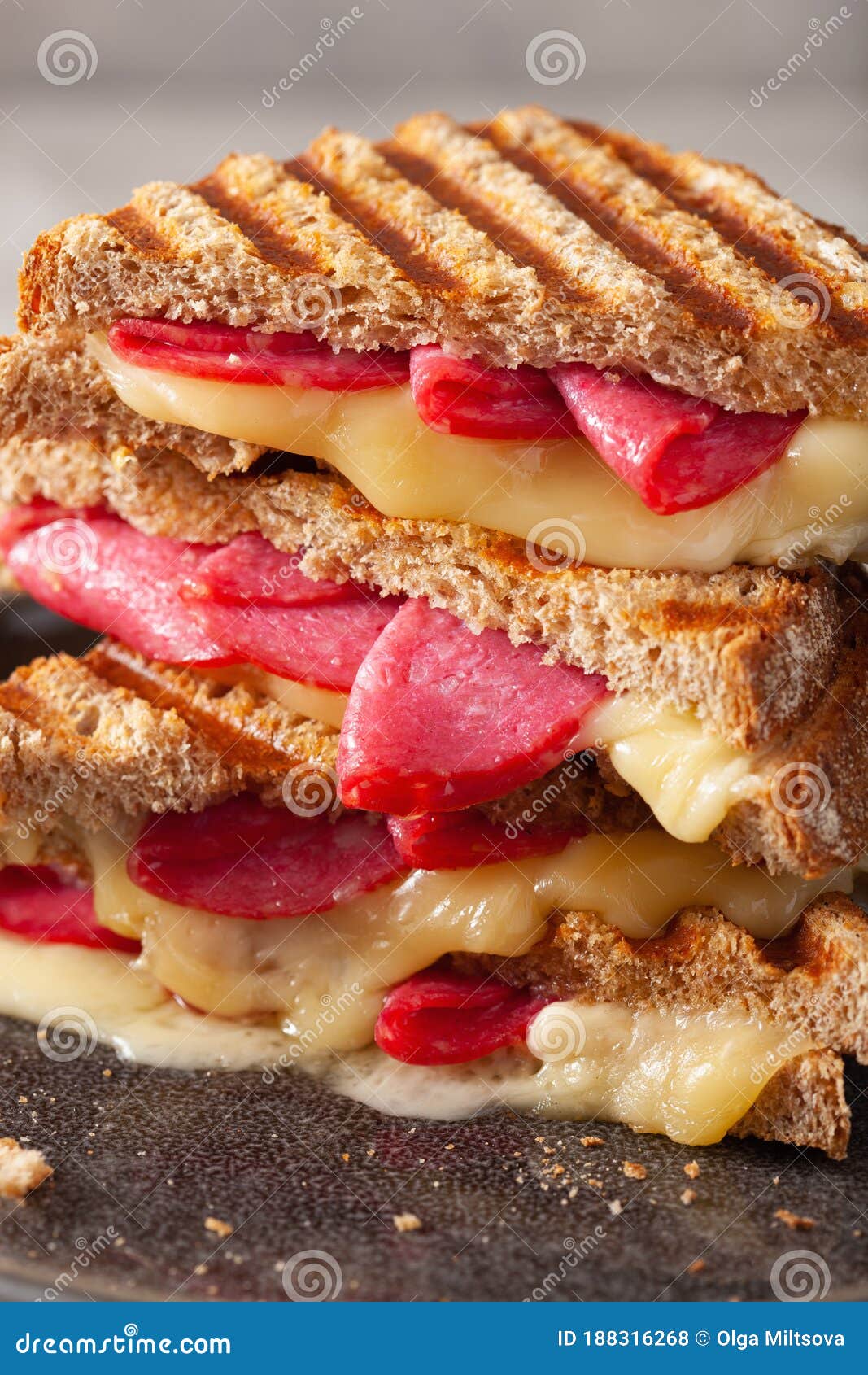 Toast Sandwich Au Fromage Et Saucisson Photo stock Image du fromage