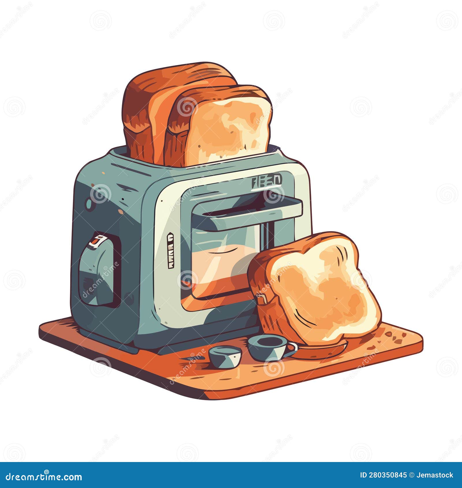 Toasted Bread, Freshness and Healthy Eating Stock Vector Illustration