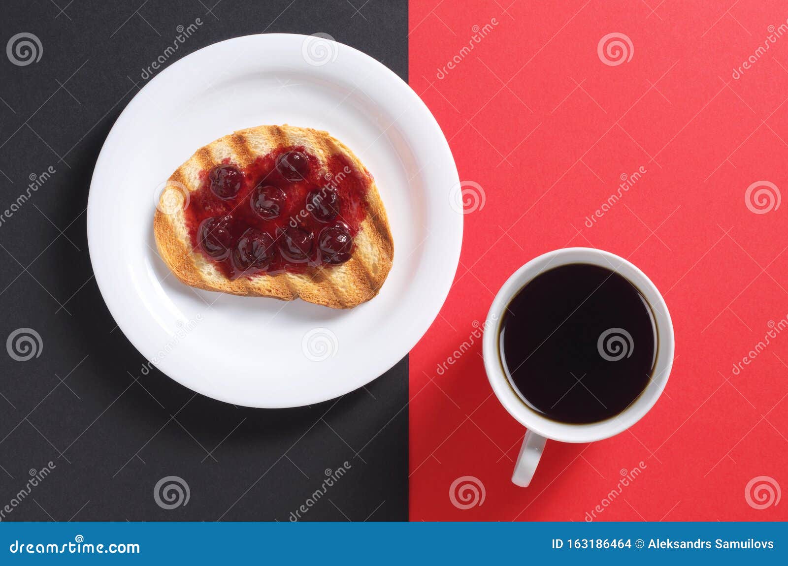Toasted Bread With Jam And Coffee Stock Photo Image of background