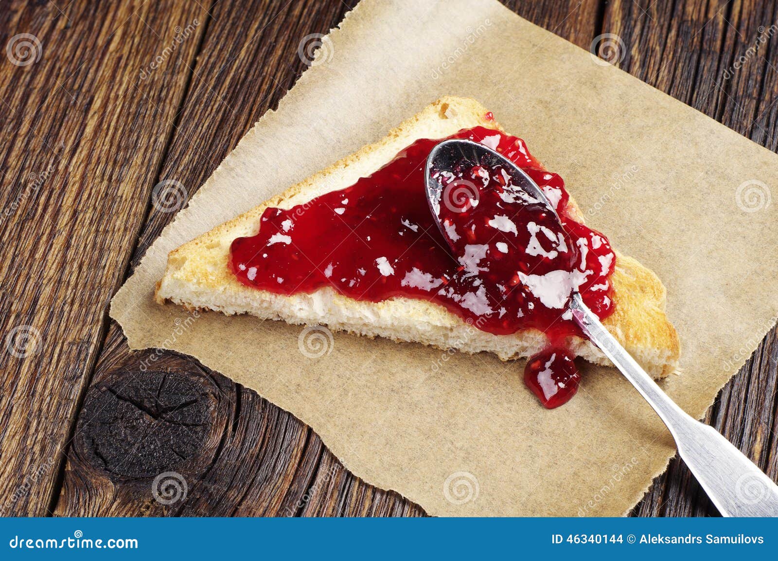 Toasted bread with jam stock photo. Image of crisp, sliced 46340144