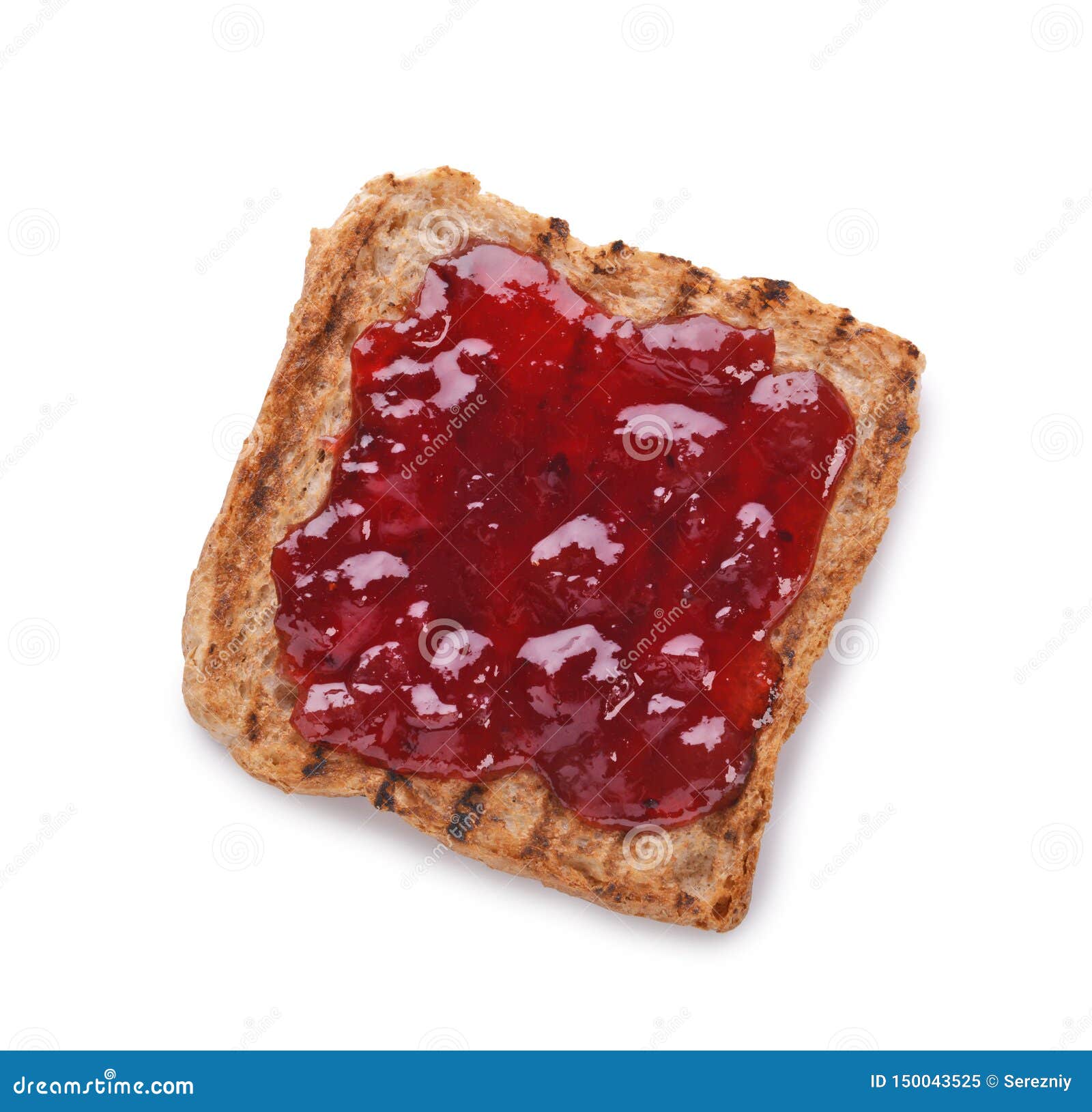 Toasted Bread with Jam on White Background, Top View Stock Image
