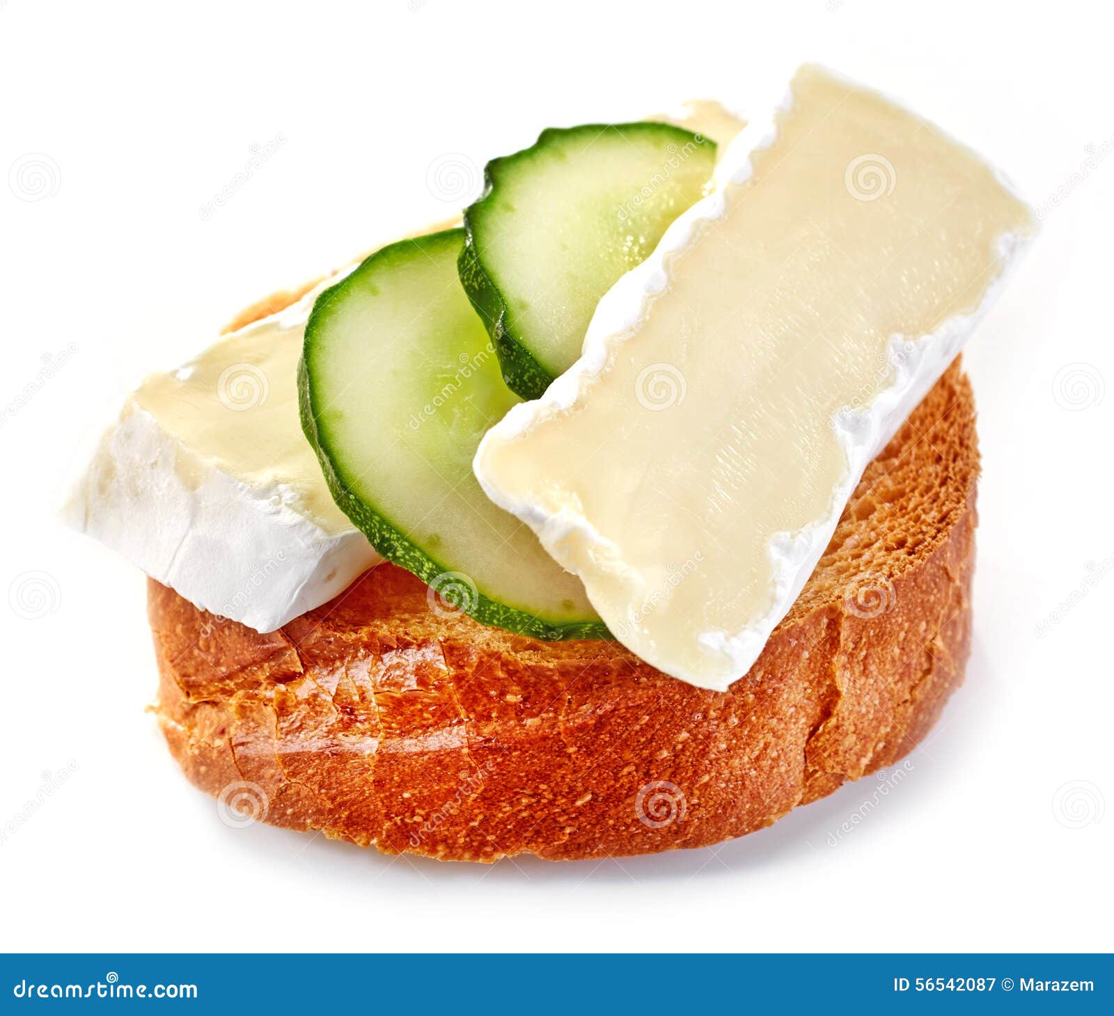 Toasted Bread Slice with Cucumber and Cheese Stock Image Image of