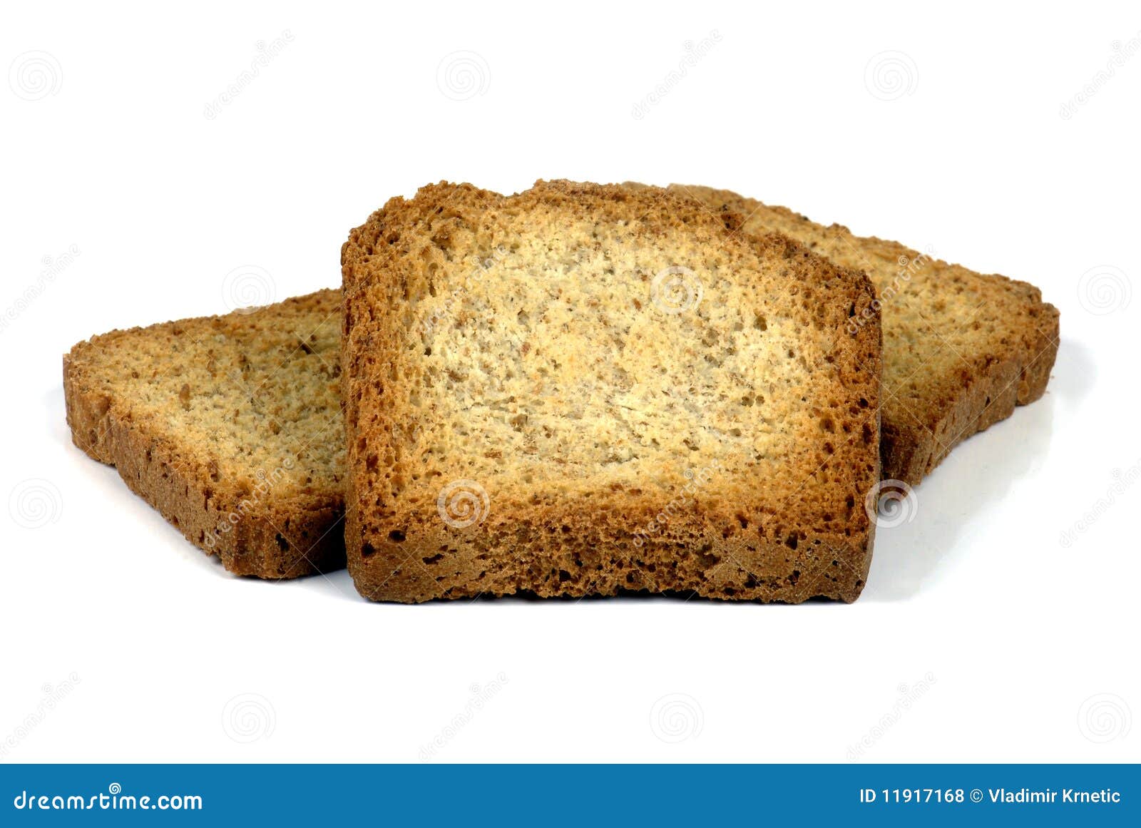 Toasted bread slices. Three toasted slices of bread isolated on a white background.
