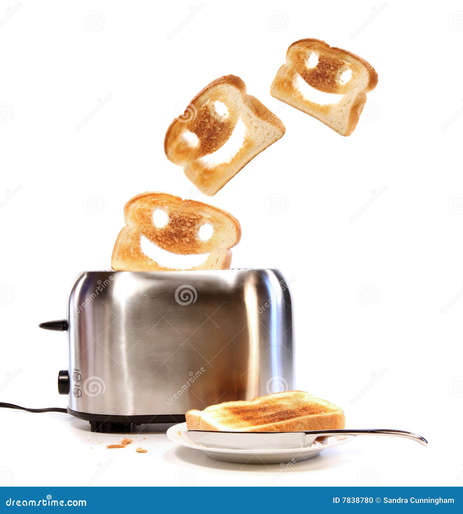 Toasted Bread With Toaster On White Stock Photo Image of bread, food