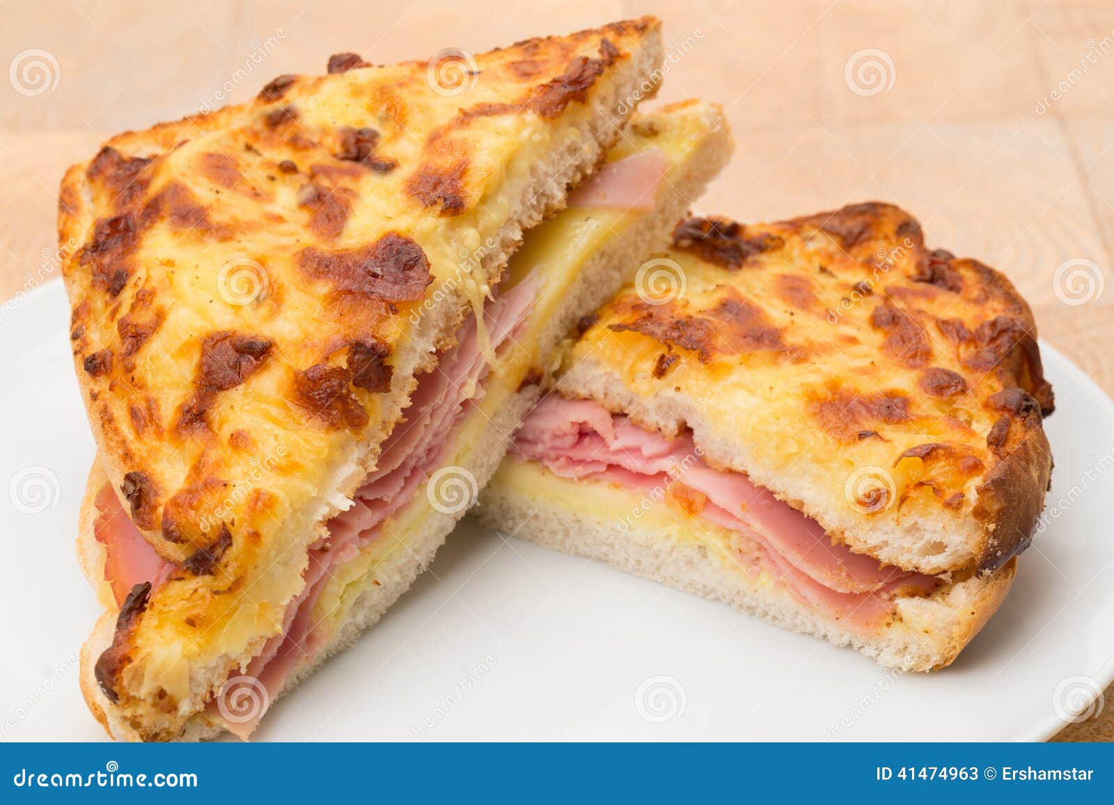 Toasted Cheese and Ham Sandwich Panini Stock Image Image of plate