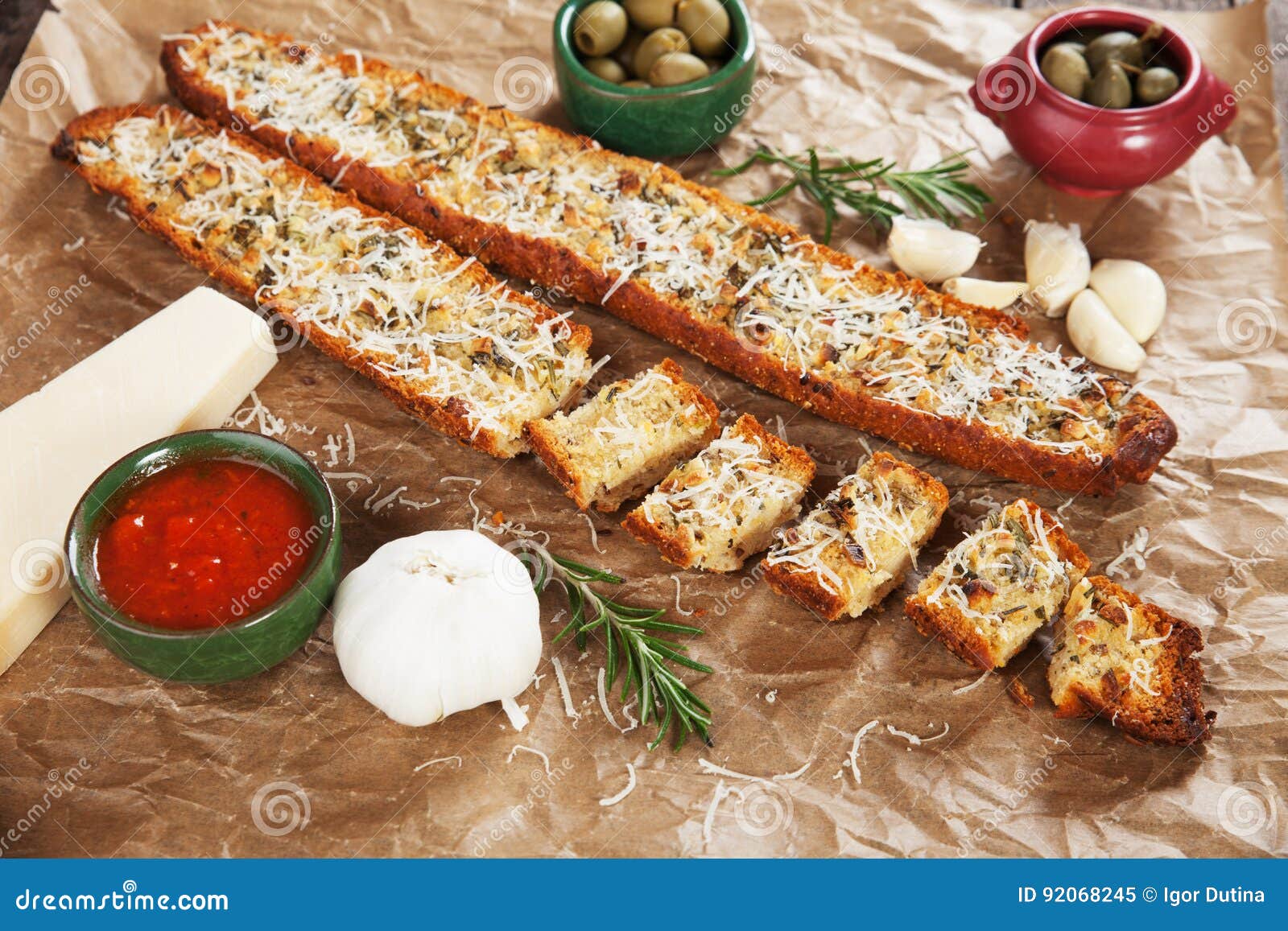 Toasted Garlic Bread with Parmesan Cheese Stock Image Image of eating