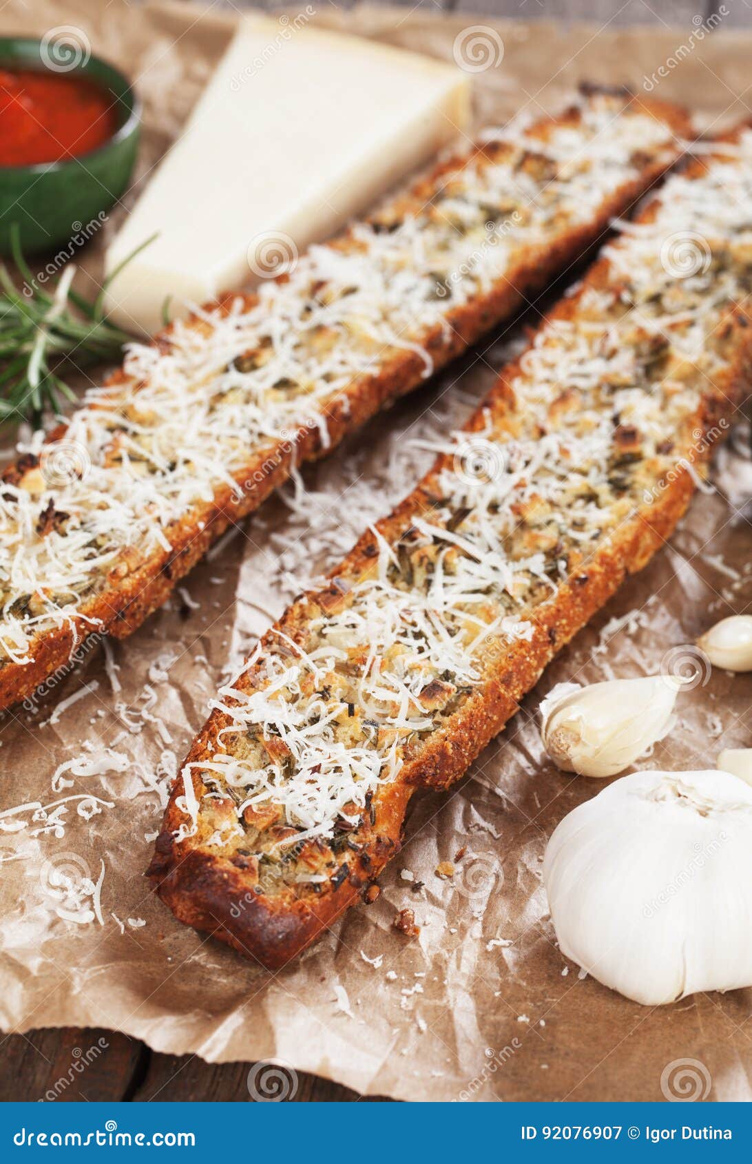 Toasted Garlic Bread with Parmesan Cheese Stock Image Image of snack