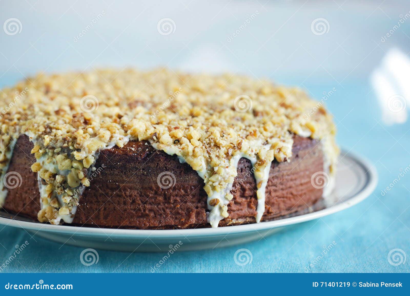 Toasted Hazelnut Cake with White Chocolate Ganache Stock Image Image