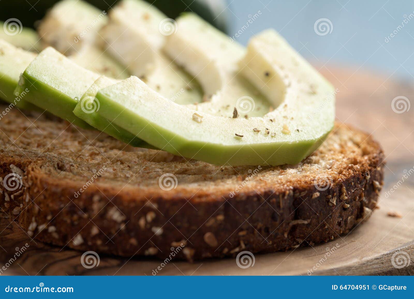 Toasted Rye Bread with Sliced Avocado and Herbs Stock Image Image of