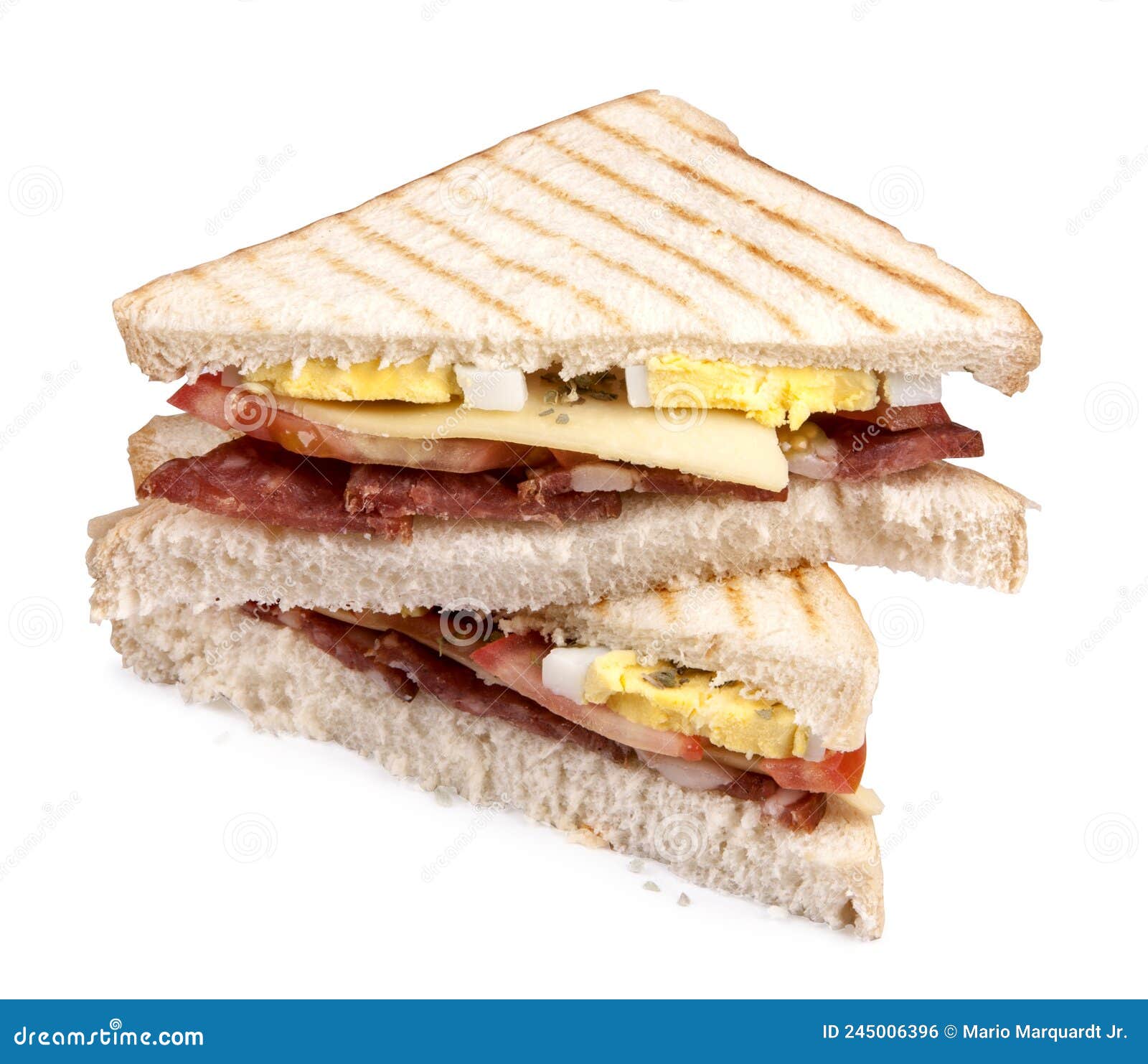 Toasted Sandwich with Salami, Cheese and Egg Stock Photo Image of