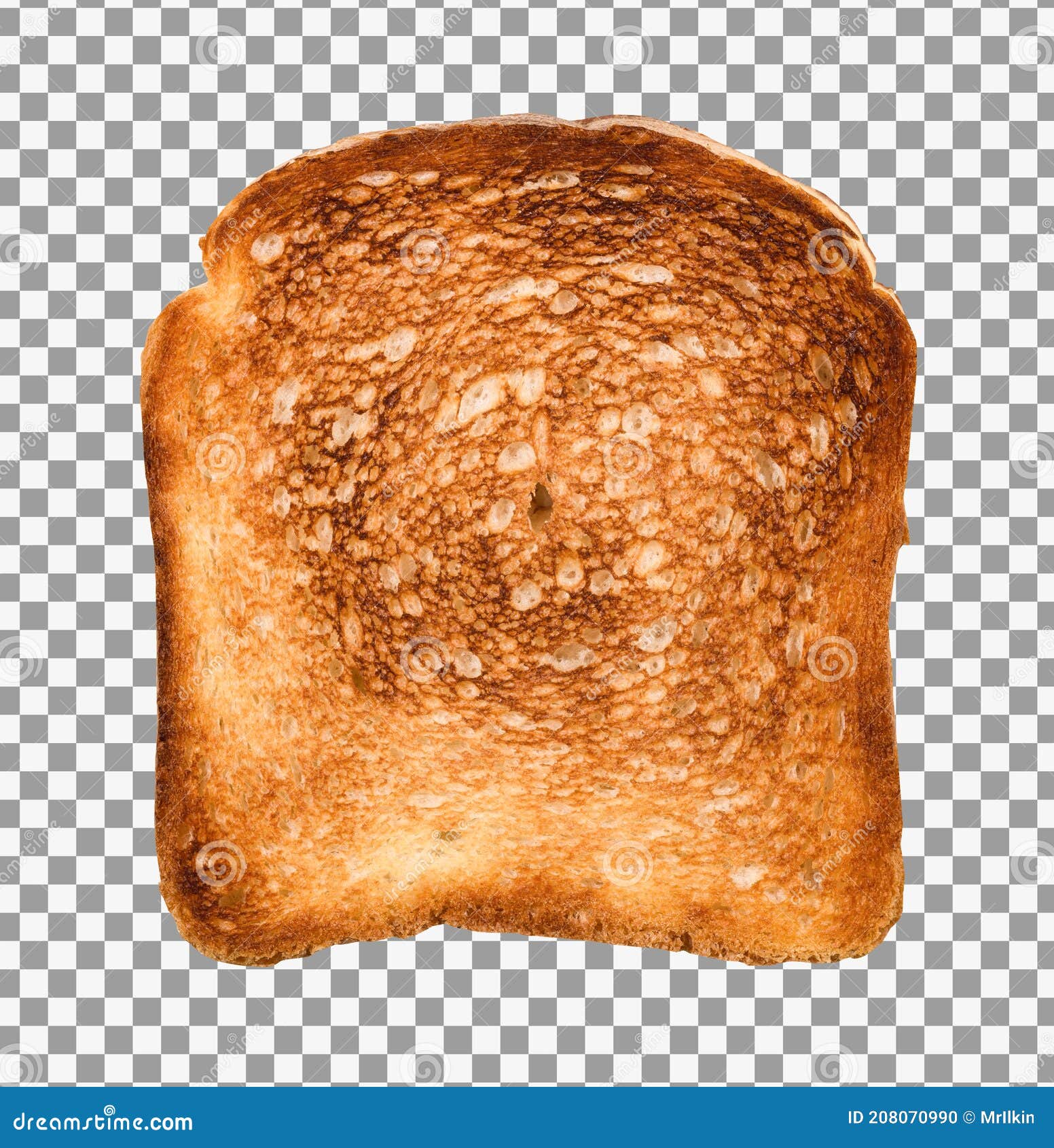 Toasted Slice of Bread, Clipping Path Saved. Stock Photo Image of