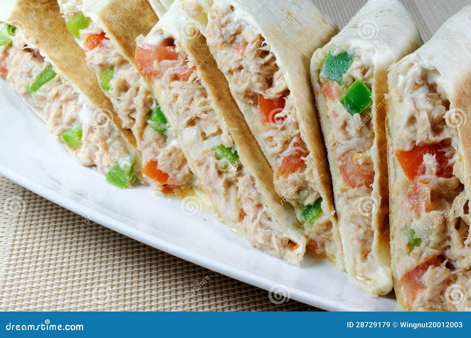 Toasted Tuna Wraps stock image. Image of colour, plate 28729179