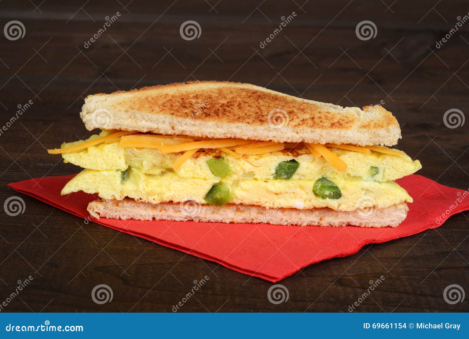 Toasted Western Sandwich on Red Napkin Stock Photo - Image of breakfast ...