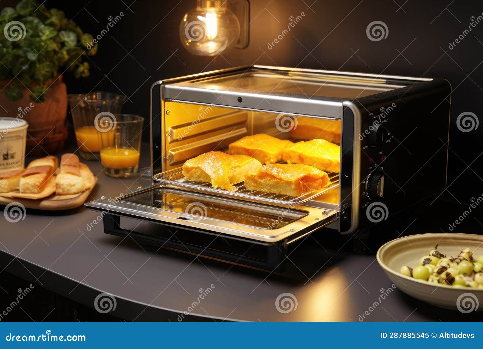 Toaster Oven with a Melted Cheese Sandwich Inside Stock Illustration