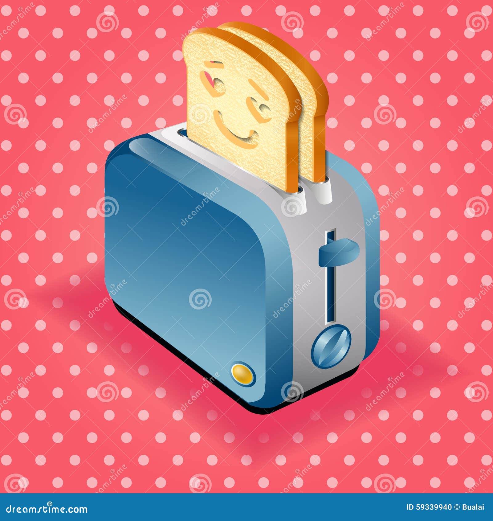 Toaster and Sliced Bread with Face Expression Cartoon Stock Vector
