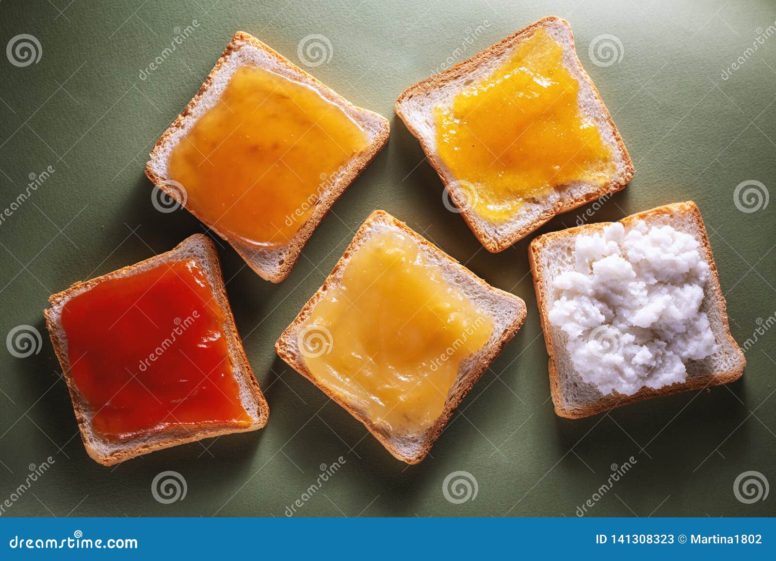 Toasts with different jams stock image. Image of brown 141308323