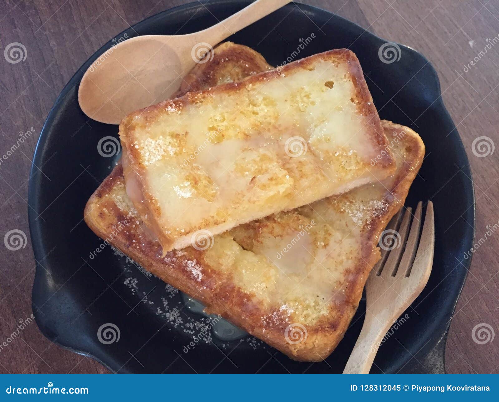 Toasts Topped with Condensed Milk on Table Stock Image Image of cook