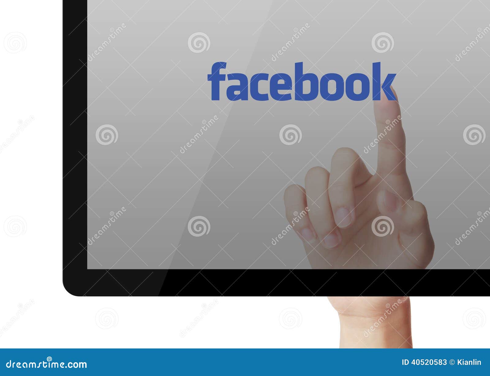Tocco Facebook Sullo Schermo Del Computer Portatile Fotografia Stock