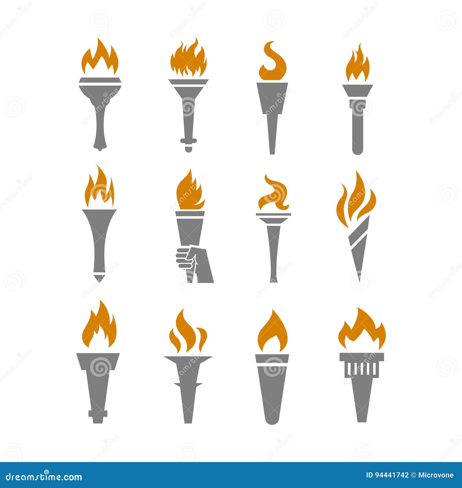 Coleção De Chamas De Desenho Animado. Fogo Quente Chama Isola