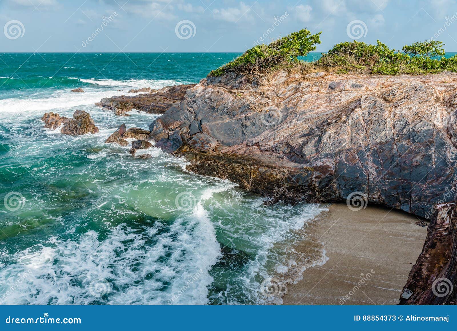 toco trinidad and tobago west indies rough sea beach cliff edge panorama