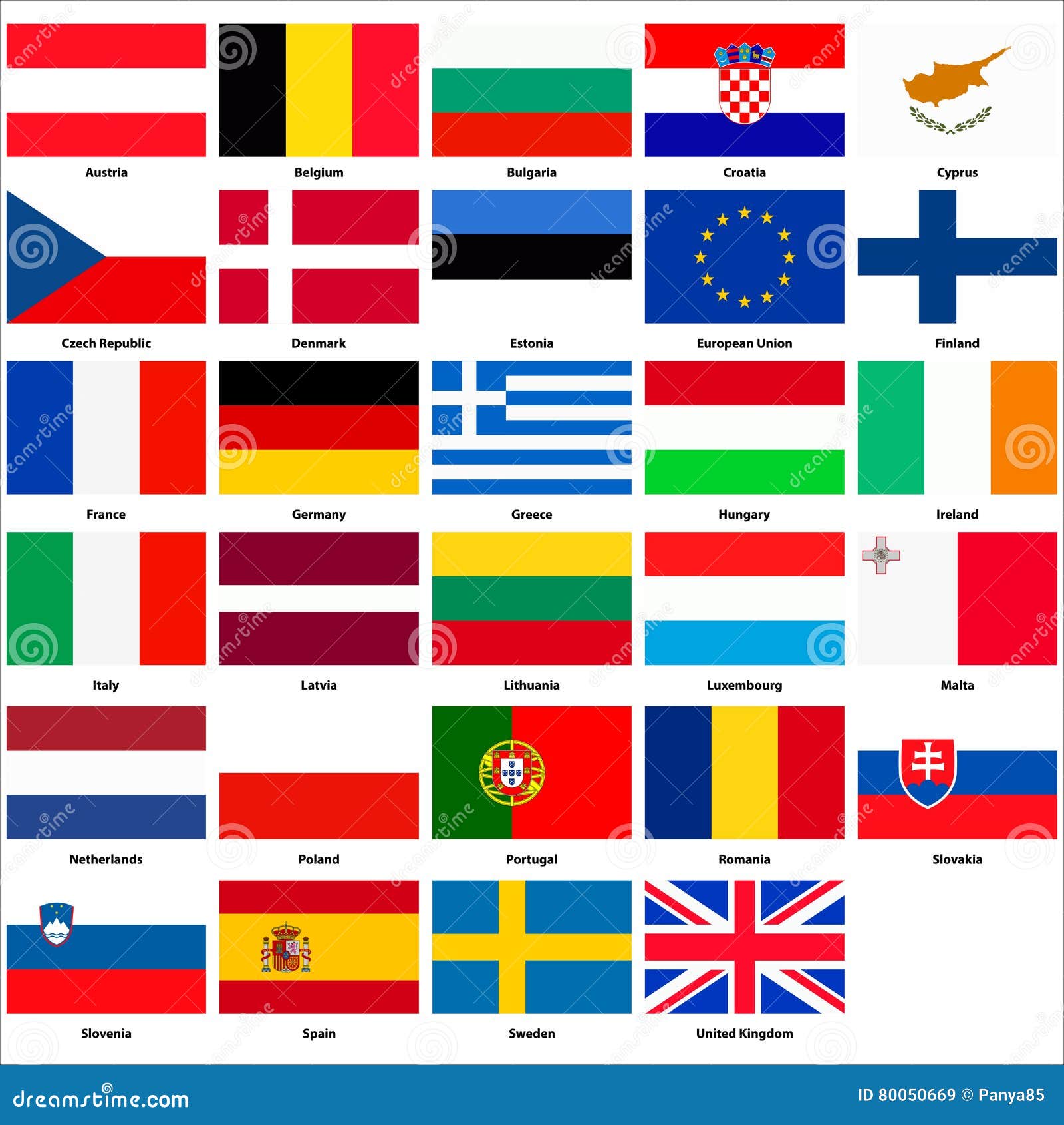 Todas As Bandeiras Dos Países Da União Europeia Ilustração do Vetor -  Ilustração de finlândia, netherlands: 80050669