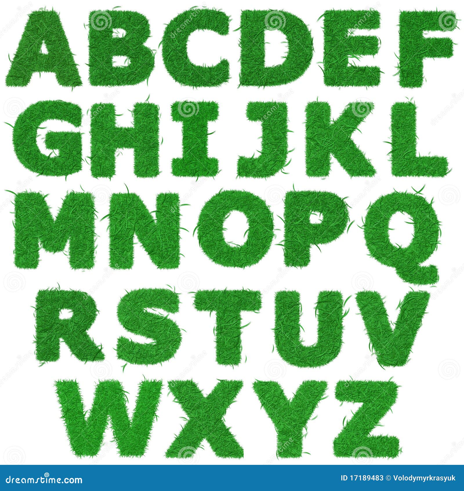Todas As Letras Do Alfabeto Da Grama Verde Ilustração Stock