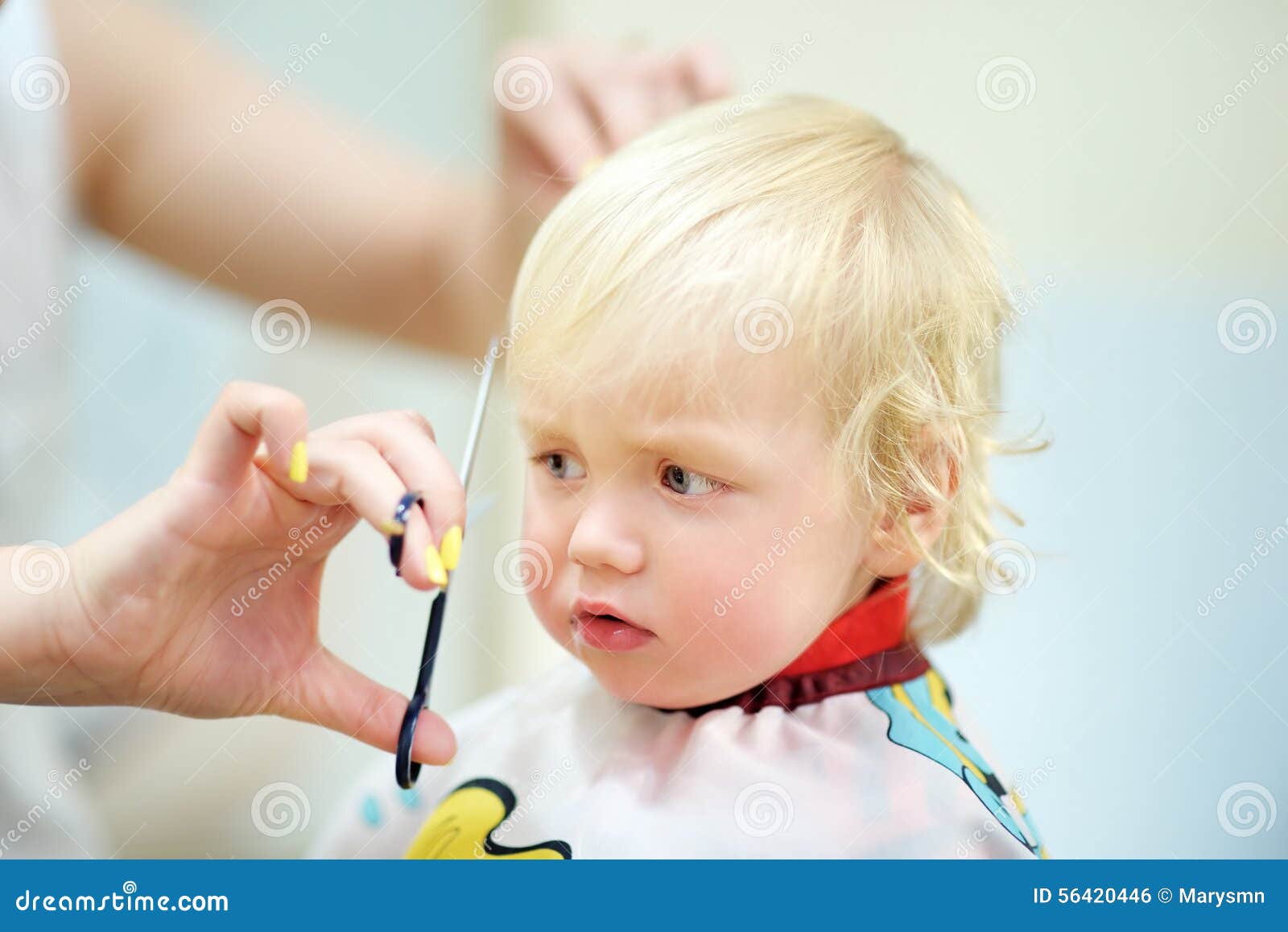 Toddler Child Getting His First Haircut Stock Photo Image Of