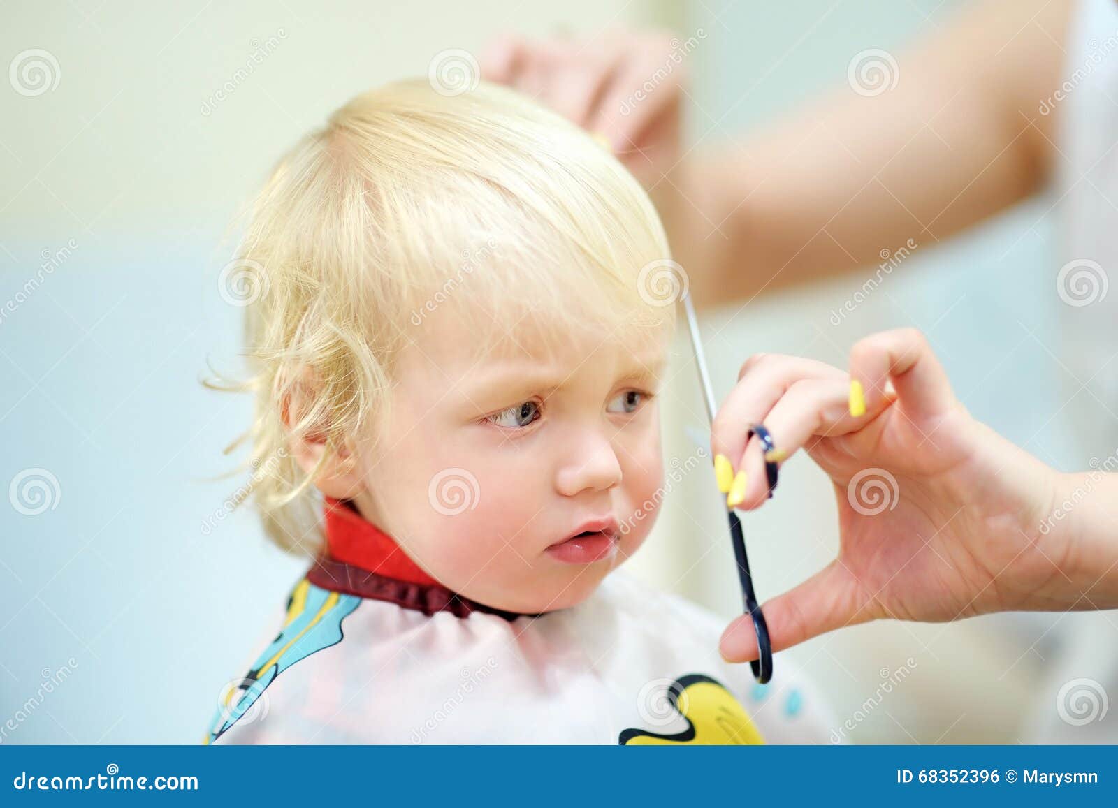 Toddler Child Getting His First Haircut Stock Photo Image Of