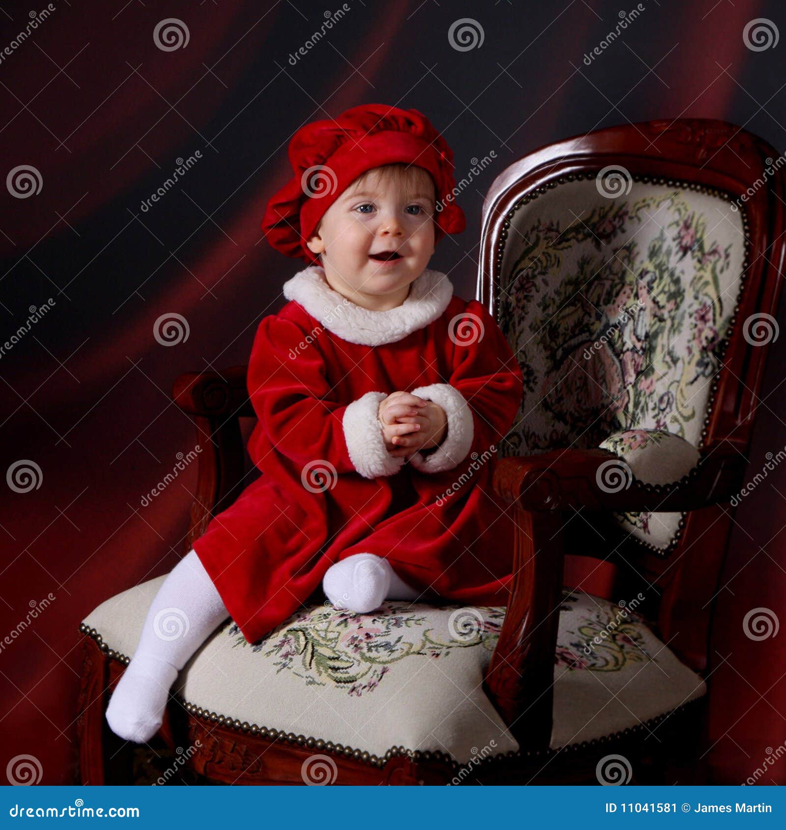Toddler in a Christmas Dress Stock Image Image of laugh, christmas