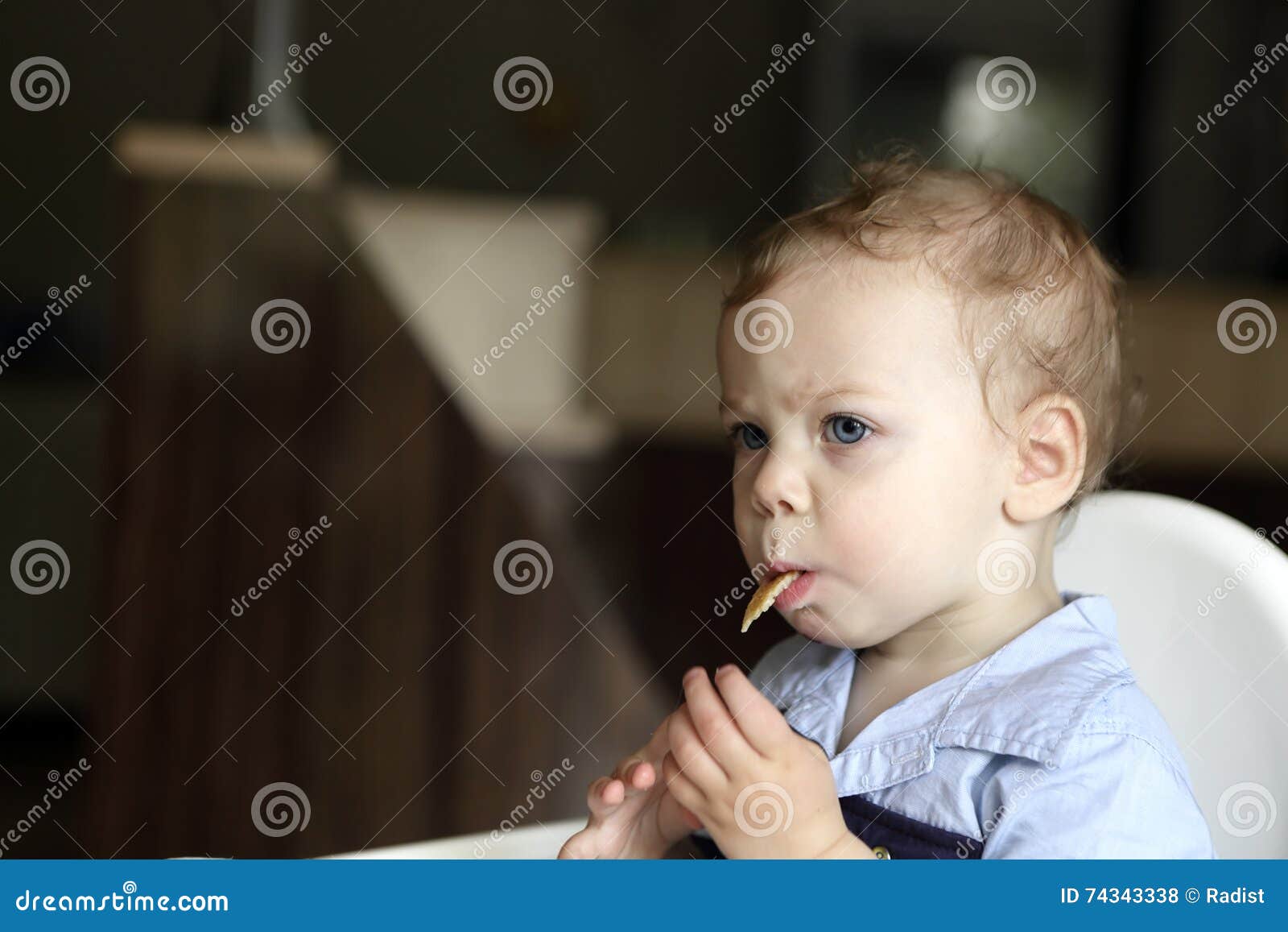Toddler eating pancake stock photo. Image of hungry, lunch 74343338