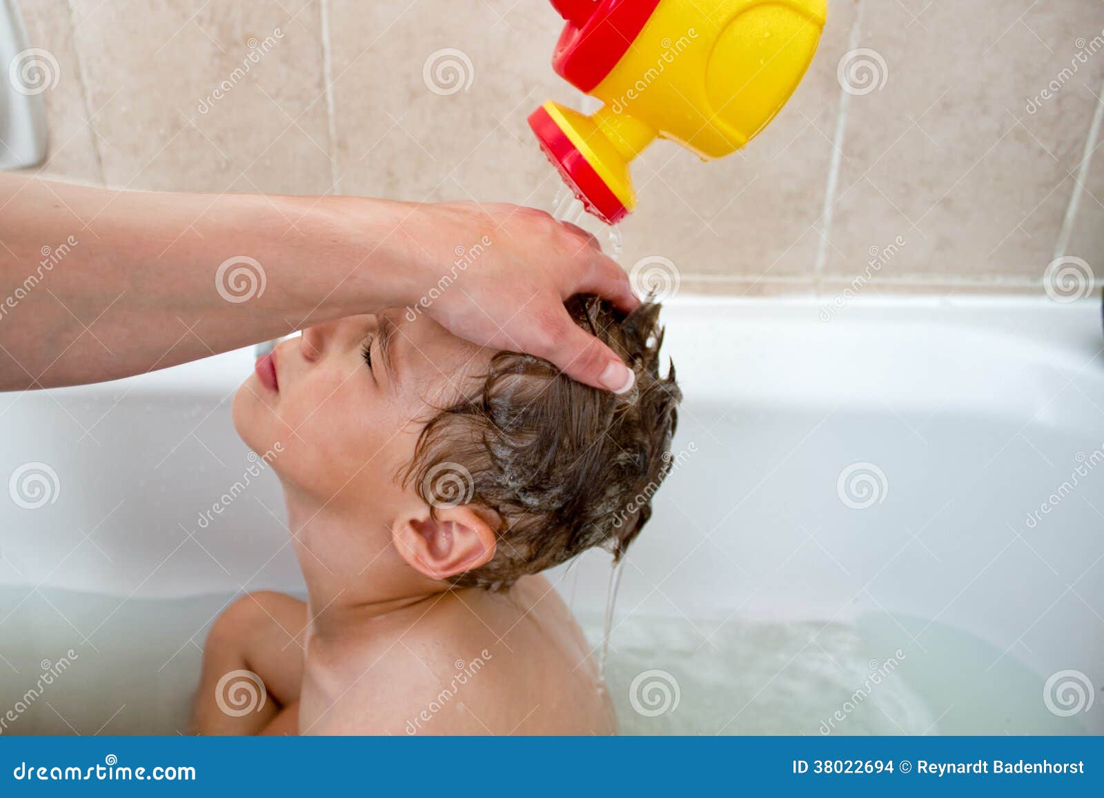 Toddler Getting a Hair Wash Stock Photo Image of cleaning, toddler 38022694