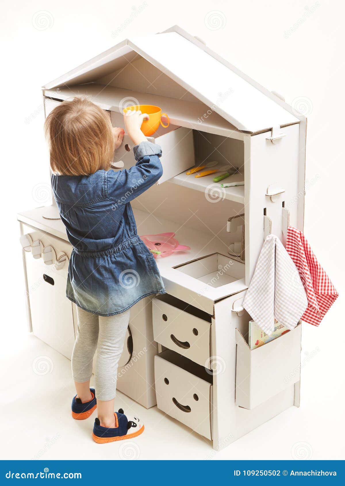Toddler Girl Playing with Toy Kitchen at Home Stock Photo - Image of kitchen, food: 109250502