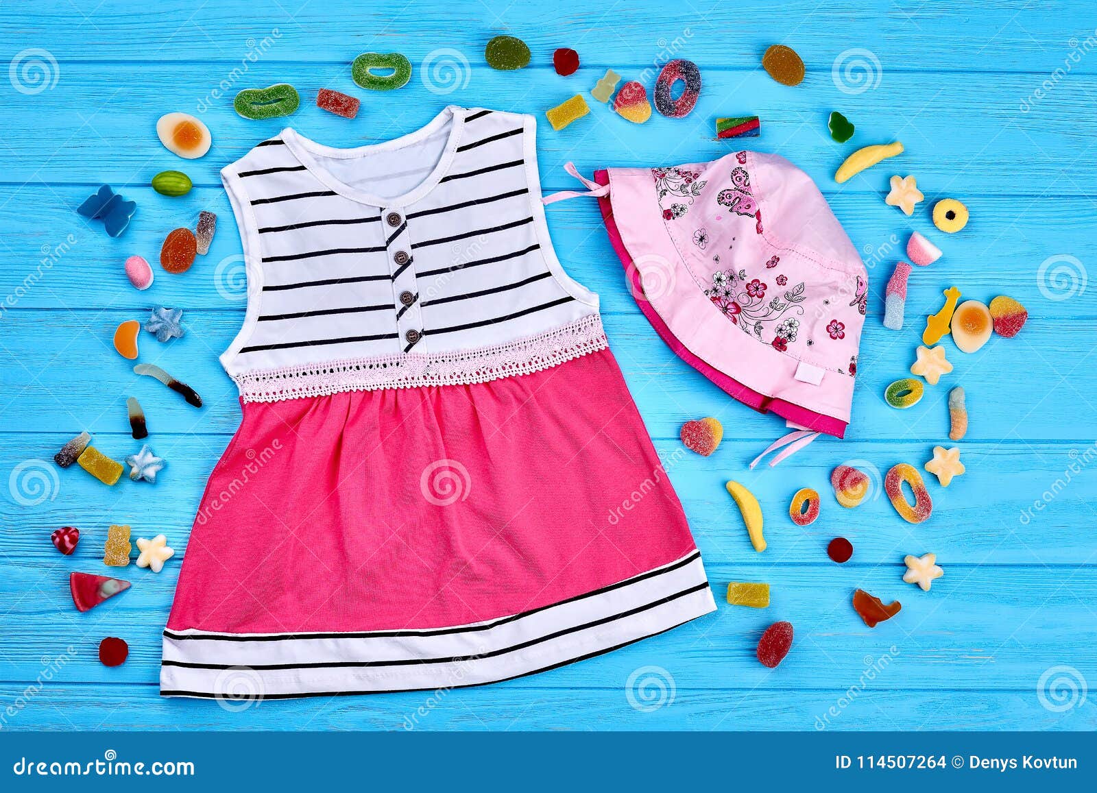 Toddler Girl Summer Fashion Background. Stock Photo - Image of ...