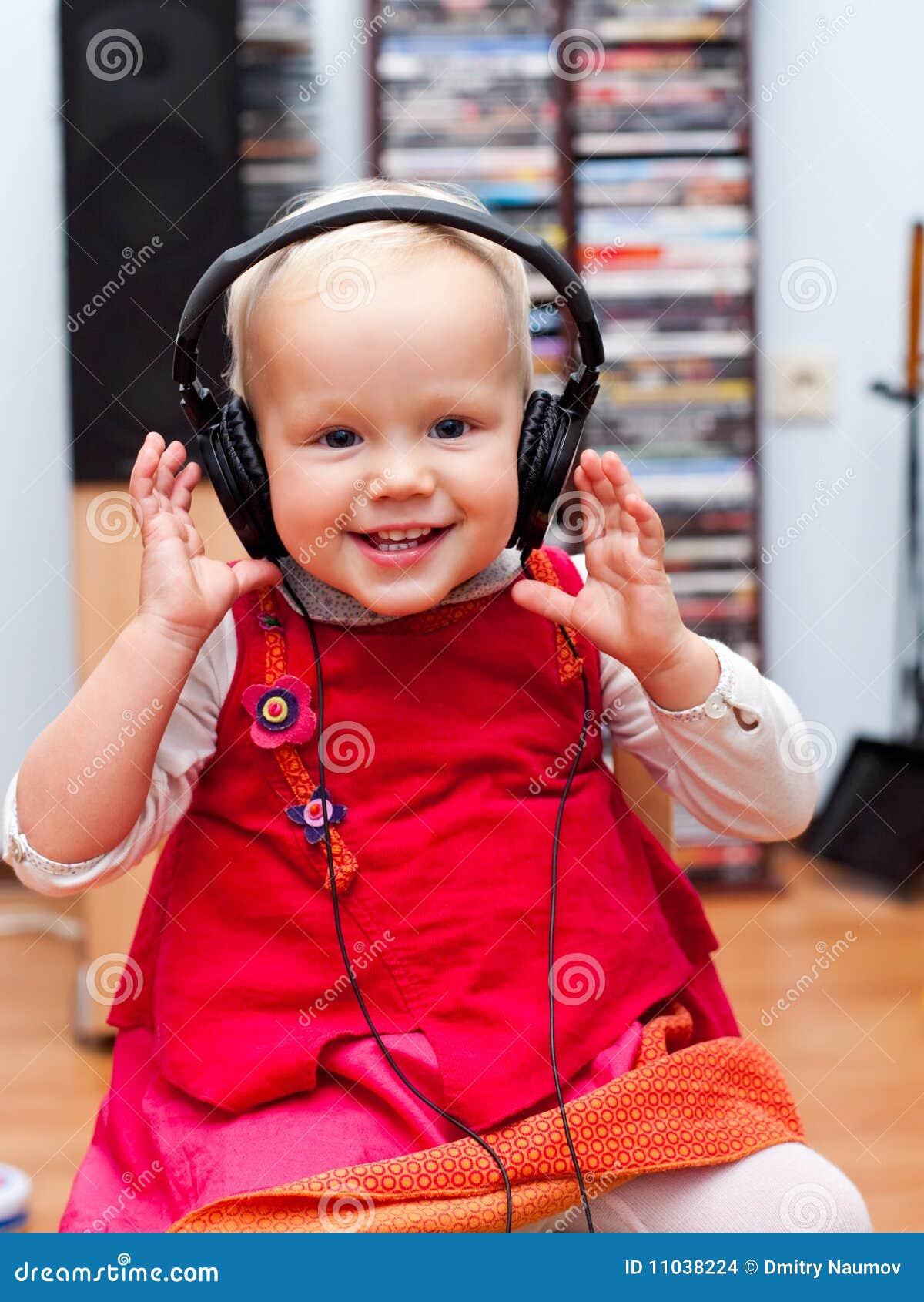 Toddler with headphones stock photo. Image of head, enjoy 11038224