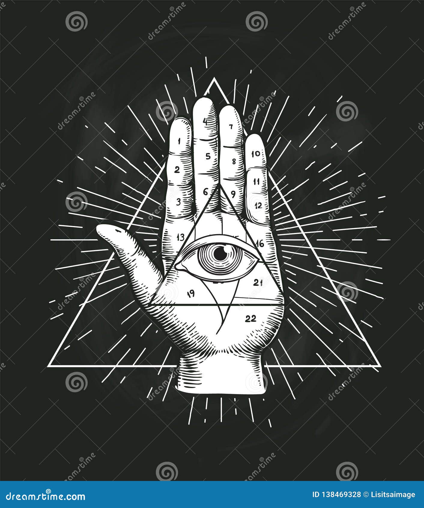 Pirâmide Misteriosa E Olhos Desenhados à Mão Com Cartas De Tarô