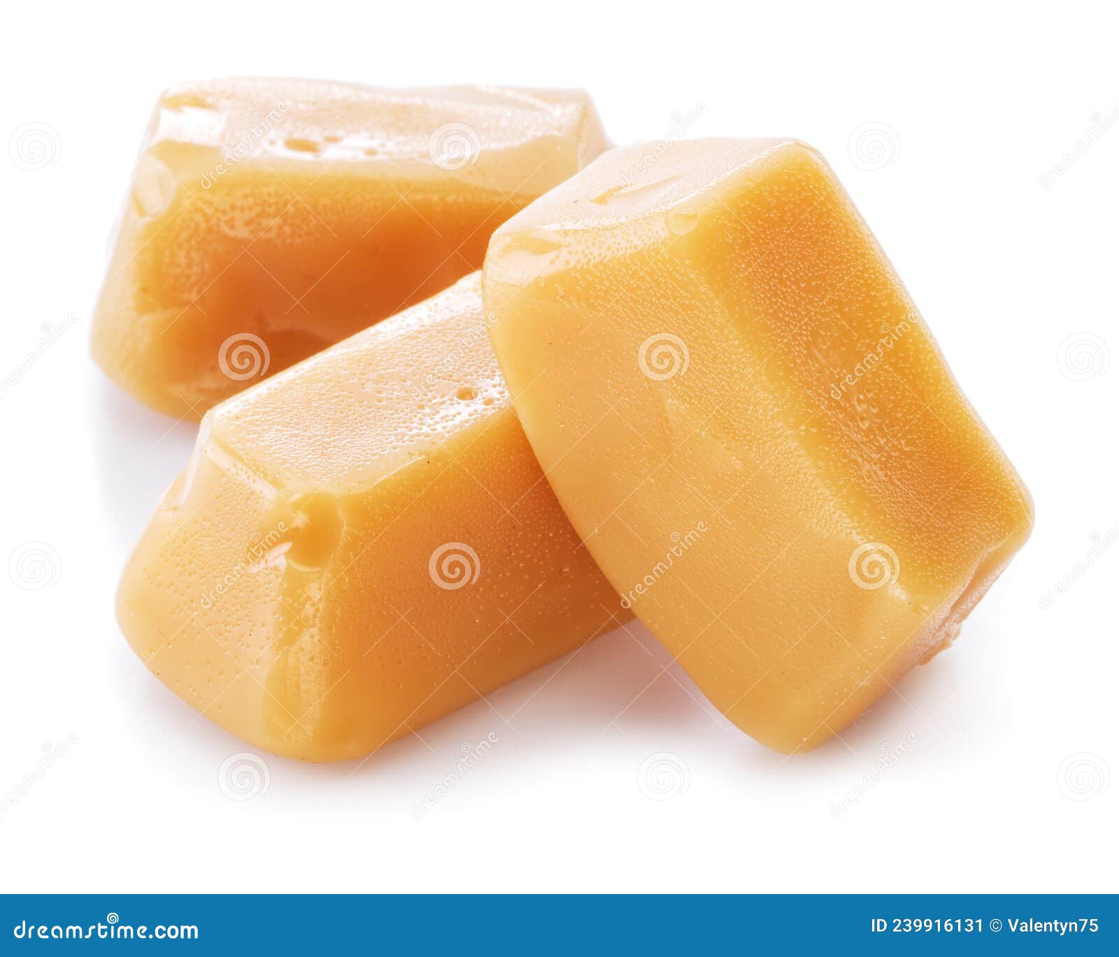 Toffee or Candy Caramel Sweets Isolated on White Background Stock Image