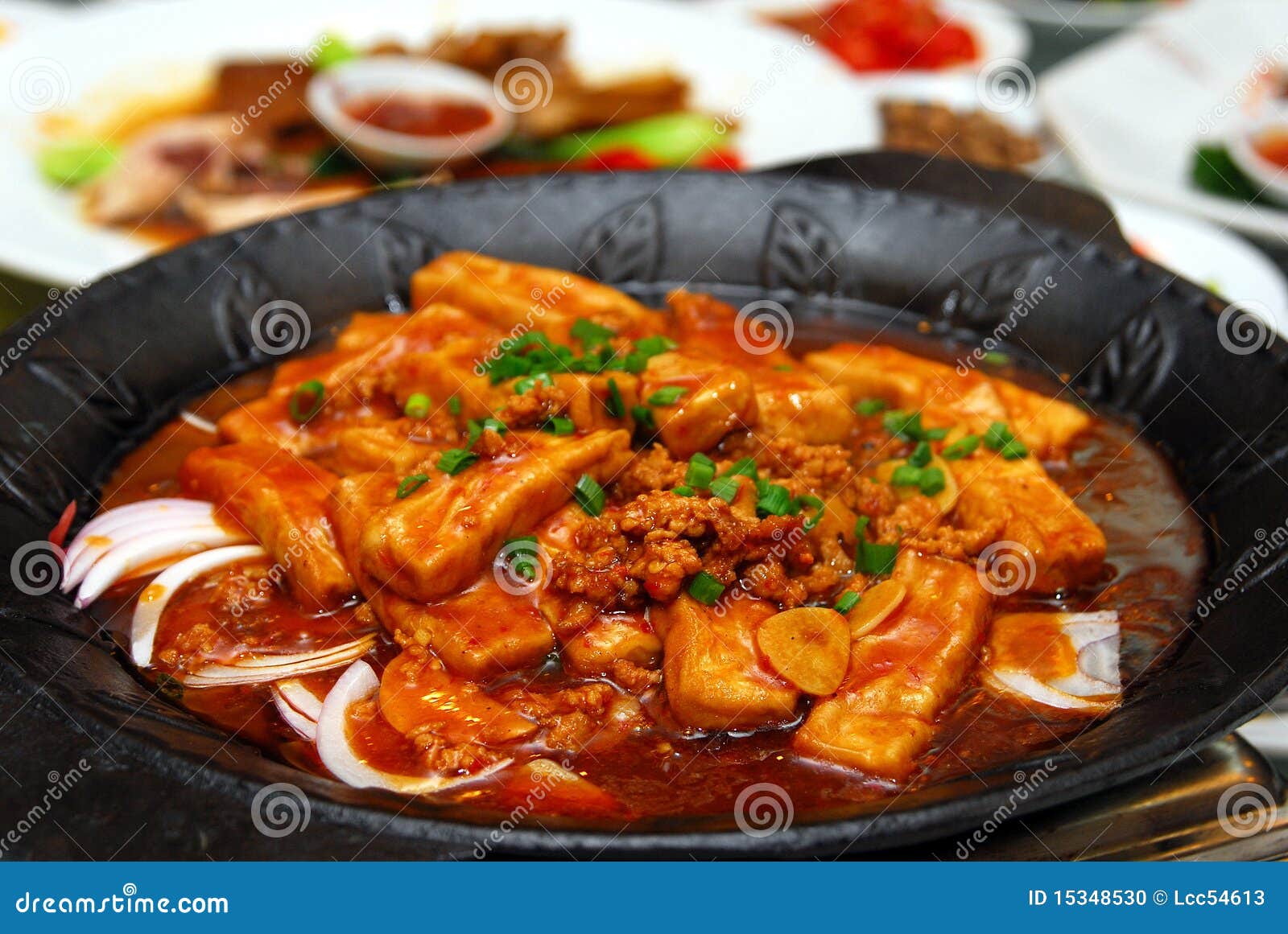 Tofu with brown sauce stock photo. Image of delicacy 15348530