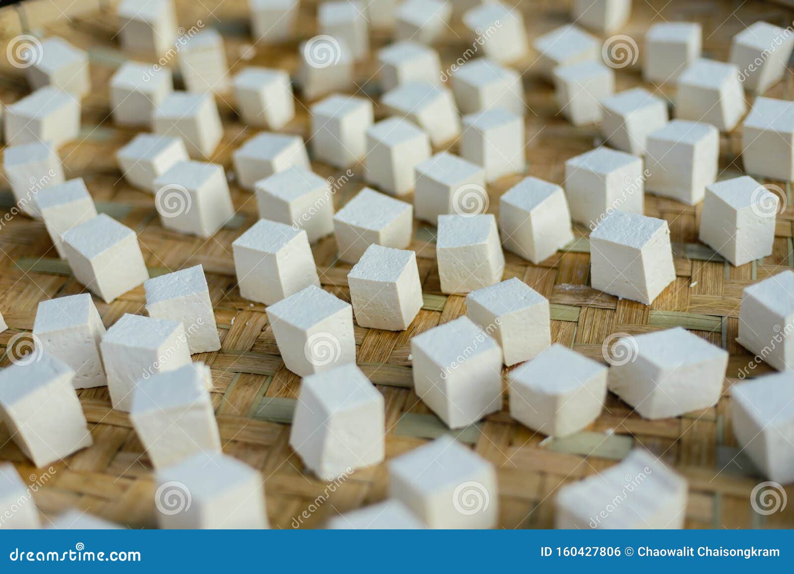Tofu is cut into cubes stock photo. Image of china, green - 160427806