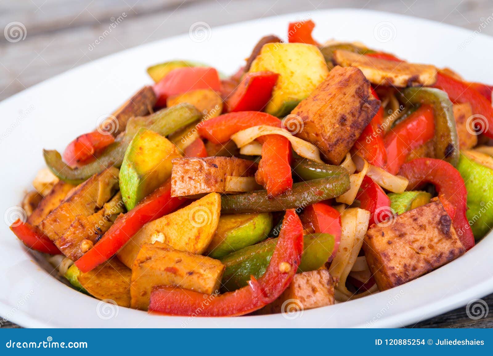 Tofu Spicy Stir Fry on Noodle Stock Photo - Image of healthy, tasty