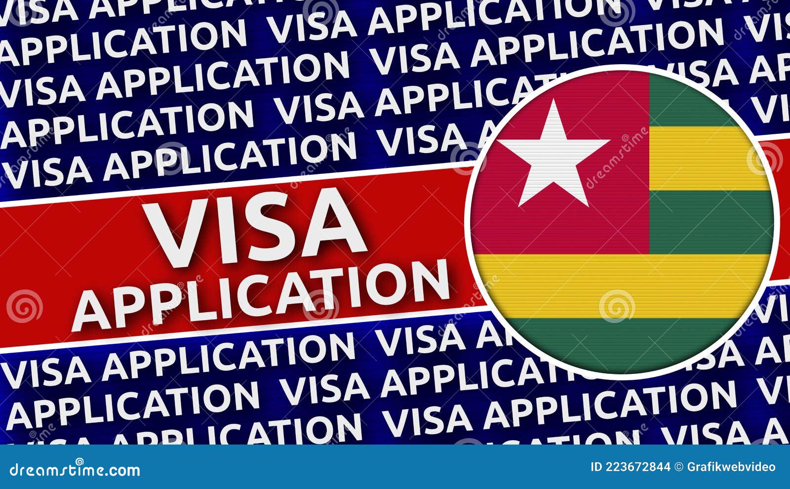 Togo Circular Flag with Visa Application Titles Stock Illustration