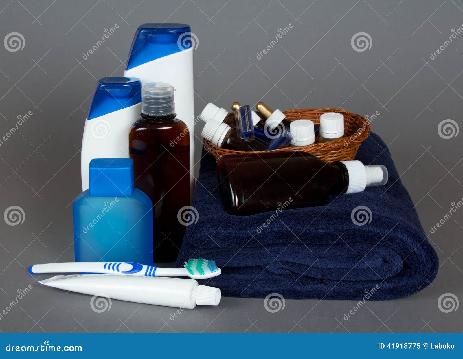 Toilet Accessories, Towel, Toothbrush, Toothpaste Stock Image Image