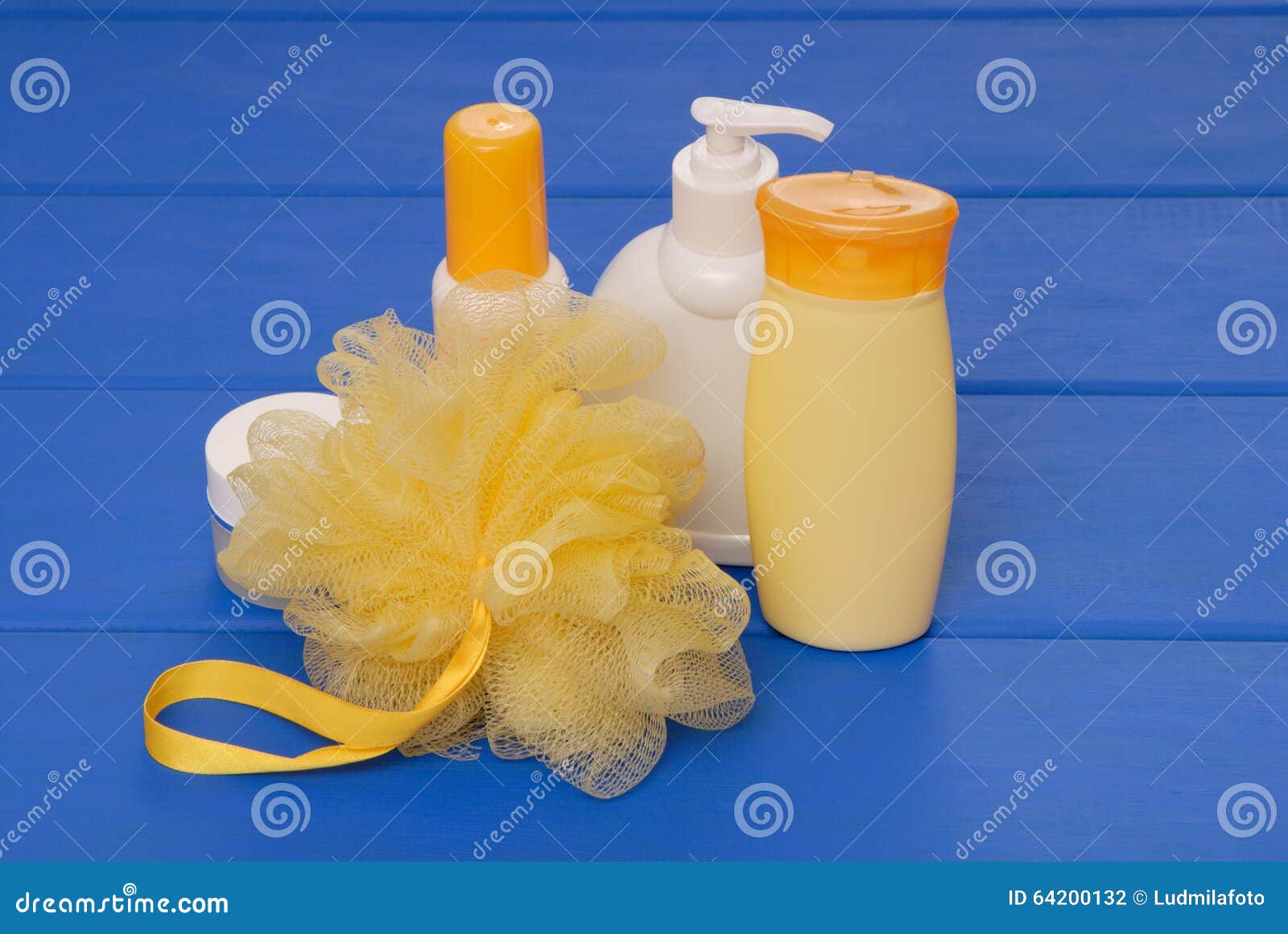 Toilet articles and bast stock photo. Image of cream 64200132